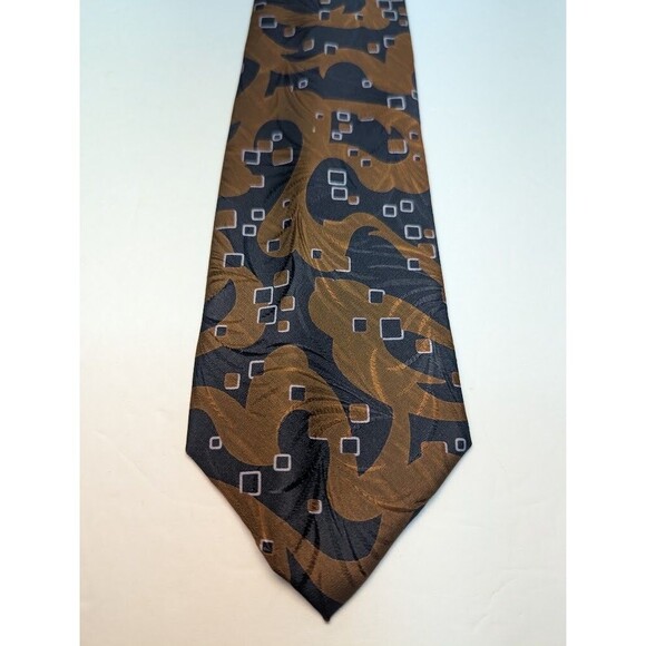 Giorgio Armani Other - Giorgio Armani Cravatte Rust +‎ Black Geometric Silk Pointed Classic Necktie Tie